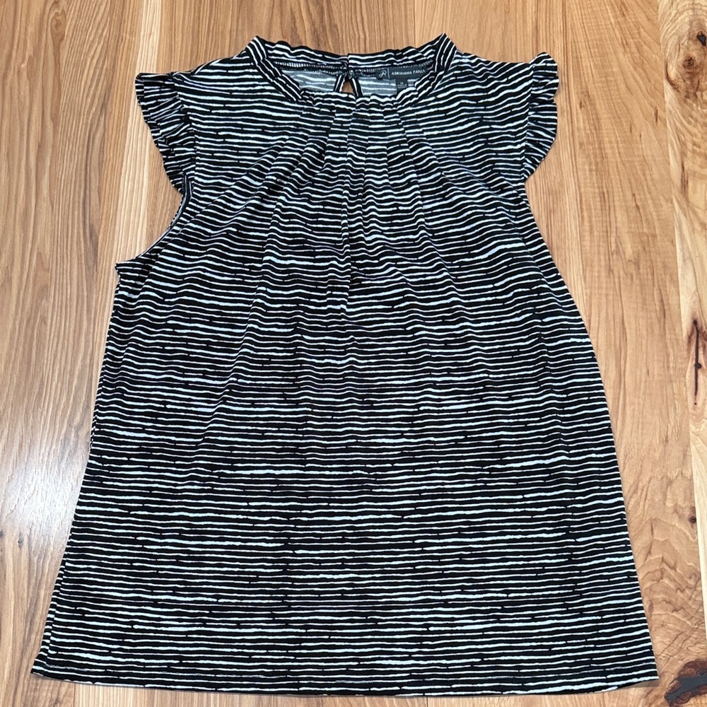 Adrianna Papell Monochrome Striped Blouse